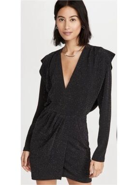 iro loulou sequin dress IRO | LouLou Sequins Metallic Faux Wrap Dress in Pink